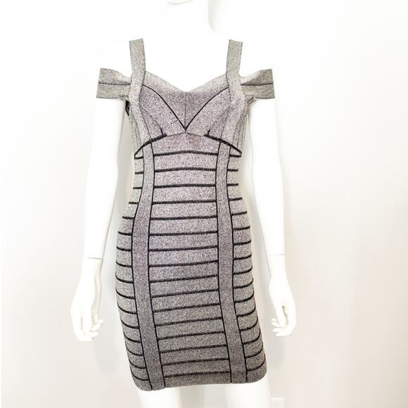 Guess Black and Gold Bandage Dress - Picture 1 of 7